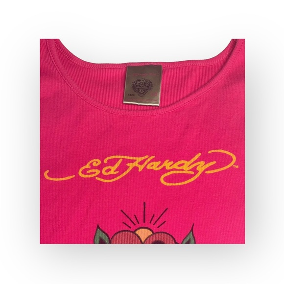 Y2K: OG Ed Hardy ❤︎︎ Love Tattoo Ribbed Tank ❤︎︎ Hot Pink ❤︎︎ Girl 10 XXS XS ❤︎︎ - Picture 6 of 16